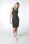 Women's U Neck Zero Sleeve Regular Fit Striped Dress Antarsit-White