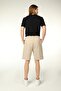 Men's Elastic Waist Pocket Detail Label Regular Fit Shorts Beige - 2