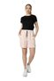Women's Elastic Waist Pocketed Label Detailed Regular Fit Shorts Pink Melange