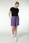 Women's Elastic Waist Pocketed Label Detailed Regular Fit Shorts Purple - 2