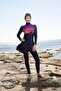 Navy Blue Patterned Waiter Full Size Lycra Hijab Swimsuit
