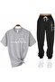 Large Size Special Production Heartbeat Printed Short Sleeve Summer Women's Tracksuit Set - 2