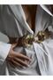Interlocking Straw Elastic Women's Belt with Gold Buckle, Jacket Belt, Shirt Belt, Dress Belt - 3