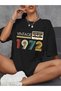 Vintage Cassette 1972 Printed Oversize Crew Neck Black T-shirt