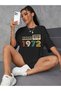 Vintage Cassette 1972 Printed Oversize Crew Neck Black T-shirt - 3