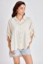 Women's Cotton Fabric Oversize Asymmetric Cut Low Sleeve Shirt