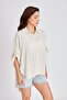 Women's Cotton Fabric Oversize Asymmetric Cut Low Sleeve Shirt - 3