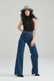 Beaver Lycra Women's Dark Blue Super High Waist Loose Leg Denim Jeans Loose Trousers