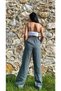100% Linen High Waist Petrol Blue Women's Trousers / Eco-Friendly Sustainable Unmixed Raw Linen - 3