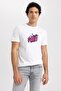 Slim Fit Crew Neck Printed 100% Cotton T-Shirt - 4