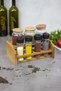 Aren 7-Piece Wooden Spice Jar Set, 7-Piece Spice Jar Set with Wooden Stand and Vacuum Lid