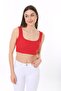 Women's Red Strap Corded Crop Knitted Blouse - 4