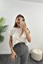 Ultra High Waist Crepe Fabric Lycra Palazzo Striped Trousers Gray - 3