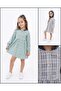 Lilac Pitched Cotton Hooded Girl's Dress with Snap Fasteners on the Front - 2