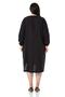 Large Size Buckle Detailed Sleeve Elastic Back Long Linen Black Tunic Dress - 3