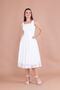 French Lace Square Collar Midi Length Sleeveless Thick Strap Evening & Invitation & Graduation Dress - 3