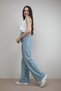 Ramrod 90's Light Blue Snow Wash Palazzo Jean Women's Wide Leg Colorfast Gathering Jeans - 3