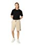 Men's Elastic Waist Pocket Detail Label Regular Fit Shorts Beige