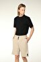 Men's Elastic Waist Pocket Detail Label Regular Fit Shorts Beige - 3