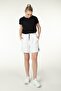 Women's Elastic Waist Pocket Detail Label Regular Fit Shorts White - 5