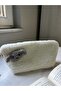 Cute Dog Plush Washable Zippered Gingham Lined Cloth Pen Holder Pencil Case Makeup Bag - 4