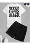 Back Printed Set with Black Shorts