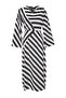 Black Striped Degaje Collar Woven Dress TCTSS23EB00279 - 7