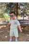 Green Muslin Pocket Detailed Unise Children's Shorts Set
