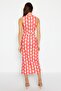 Red Retro Patterned Cut Out Detailed Body-Fitting Stand Collar Knitted Pencil Dress TWOSS23EL02166 - 4
