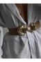 Interlocking Straw Elastic Women's Belt with Gold Buckle, Jacket Belt, Shirt Belt, Dress Belt - 4
