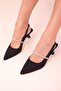 Black Matte Satin Women's Classic Heeled Shoes 18040 - 4