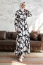 Perry Pattern Belted Satin Dress - Black