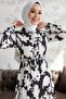 Perry Pattern Belted Satin Dress - Black - 2