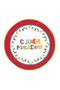 Russian Happy Birthday Cardboard Plate 23 Cm 8 Pieces