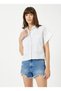 Standard Shirt Collar Plain Off-White Women's Shirt 3sak60018pw - 3
