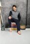 100% Cotton Single Jersey Jacquard Men's Pajama Set 1004 - 3