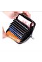 Women's Credit Card Holder Mini Black Genuine Leather Wallet with Ten Compartments - 4
