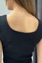 Square Neck Corset Look Bodycon Crop Black Blouse - 3