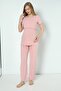Powder Cotton Corded Knitted Fabric Maternity and Maternity Pajamas Set - 2