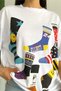 Women's White New Season Printed Design Oversize Cotton T-Shirt - 3