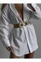 Interlocking Straw Elastic Women's Belt with Gold Buckle, Jacket Belt, Shirt Belt, Dress Belt - 5