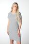 Women's Regular Fit Striped Short Sleeve Dress Grey-Black - 4