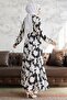 Perry Pattern Belted Satin Dress - Black - 5