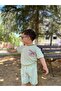 Green Muslin Pocket Detailed Unise Children's Shorts Set - 6