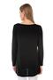 Women's Black Front Leather Detailed Crew Neck Blouse - 2