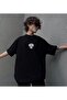 Disaster Printed Oversize Unisex Cotton Black T-shirt - 2