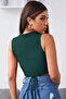 Women's Green Cross Tie Crop Top Blouse - 4