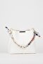 Women's Pain Scarf and Chain Accessory Soft Leather 3 Compartment Handbag and Shoulder Bag - 3