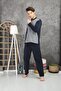 100% Cotton Single Jersey Jacquard Men's Pajama Set 1004