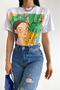 Women's White New Season Printed Cotton T-Shirt - 4